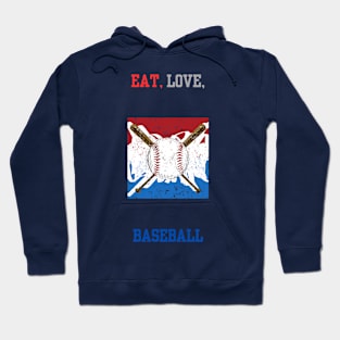 "Eat, Love, Baseball" Slogan Hoodie